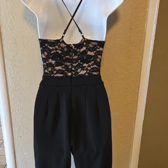 Express Black Lace Jumpsuit with Elegant Silhouette - Picture 2 of 3